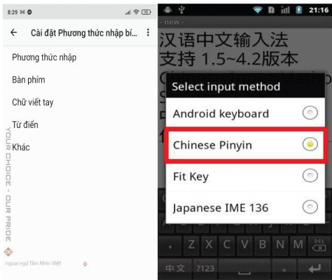 Chọn kiểu nhập khi cài Google Pinyin Input cho điện thoại